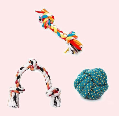 Chew Toy Combo of 3 Rope Toys for Small Dogs & Puppies - Pet Goof